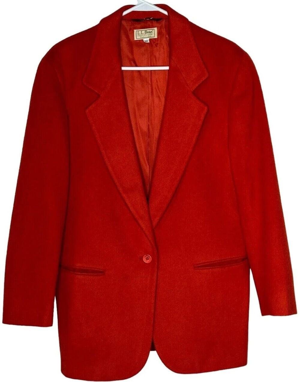 Vintage LL Bean Women's Jacket 8 Wool Cashmere Single Button Blazer Made USA